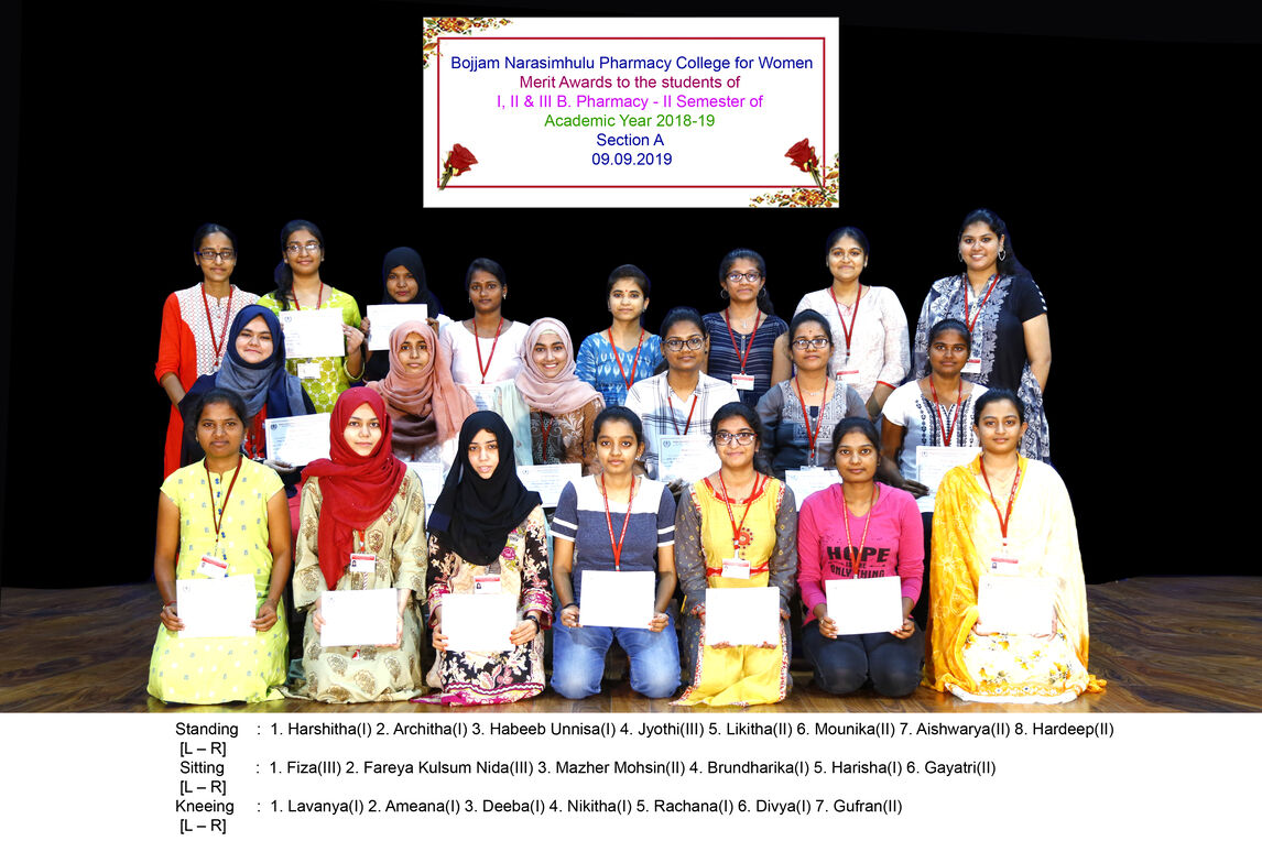Merit awards to the students of I, II & III year II Semester for the Academic year 2018-19